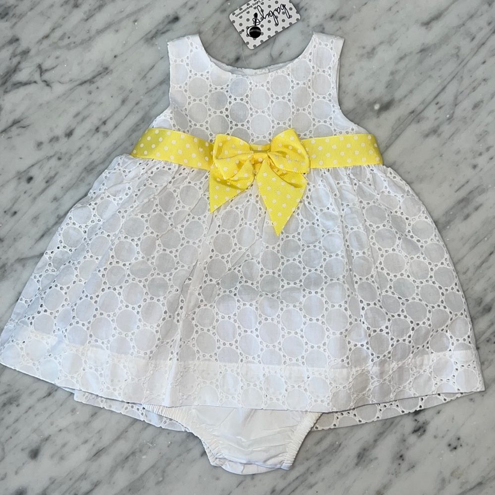New Baby CZ White Eyelet Baby Girls Dress with Matching Bloomers